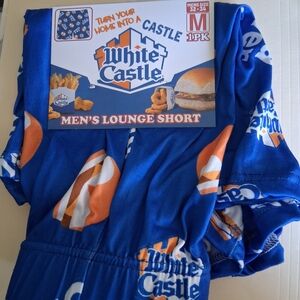 rave Blue and Orange White Castle Men’s Lounge Shorts